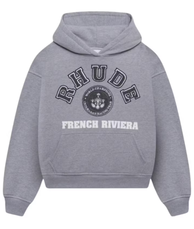 Rhude French Riviera Patch Hoodie Heather Grey