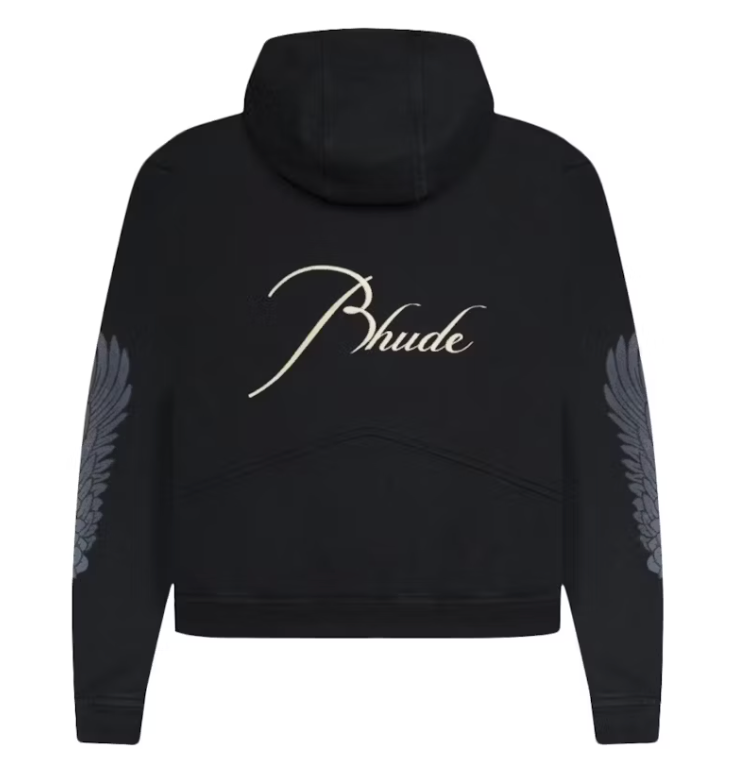 Rhude Full Zip Wing Hoodie Black