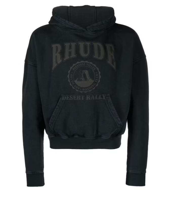 Rhude Cropped Desert Valley Hoodie Black