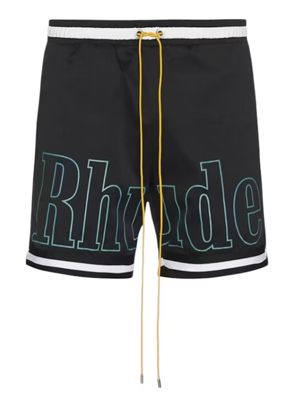 Rhude Logo Basketball Swim Shorts Black/White