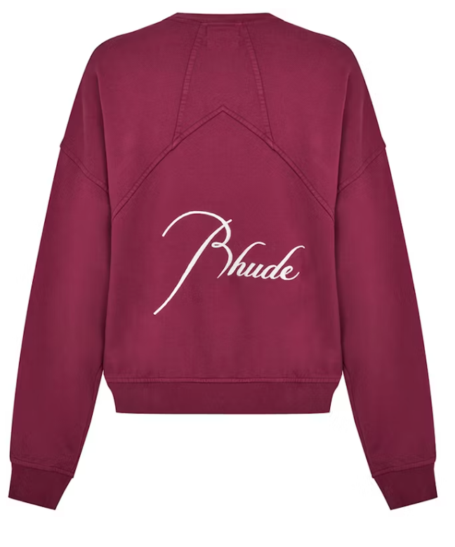 Rhude Logo Signature Paneled Hoodie Bordeaux