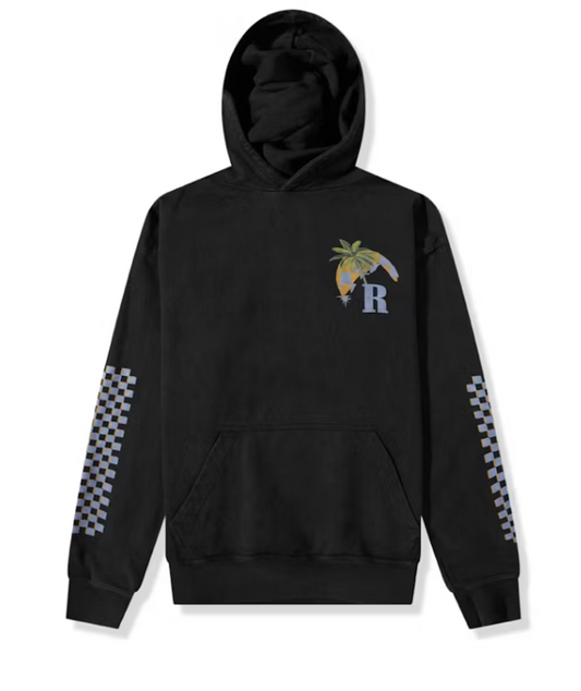 Rhude Moonlight Tropics Print Oversized Vintage Hoodie Black