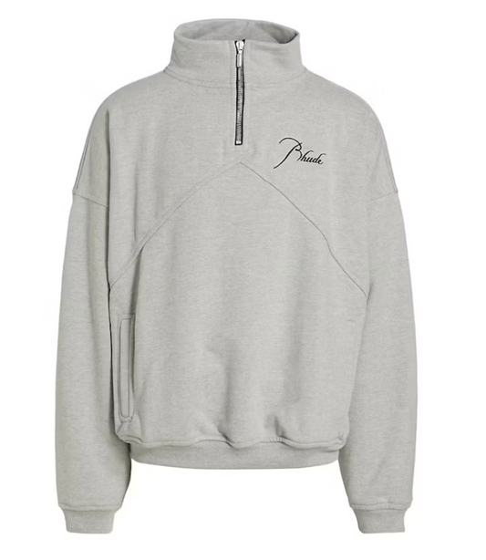Rhude Half-Zip Logo Hoodie Jacket Heather Grey