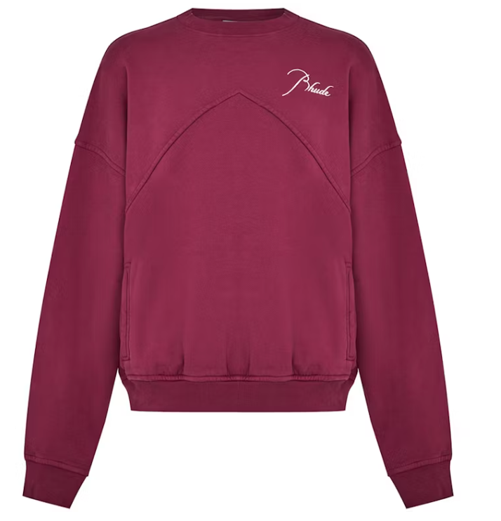 Rhude Logo Signature Paneled Hoodie Bordeaux