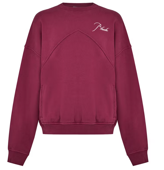 Rhude Logo Signature Paneled Hoodie Bordeaux