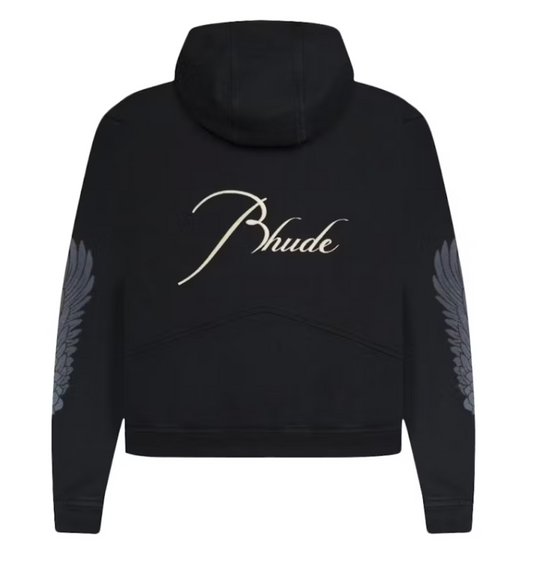 Rhude Full Zip Wing Hoodie Black