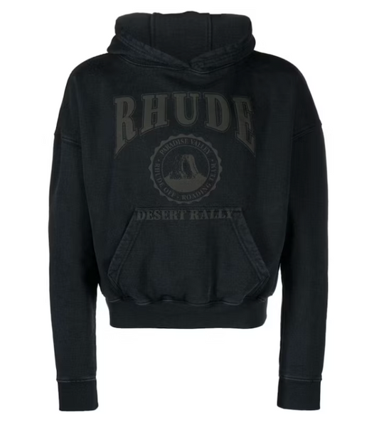 Rhude Cropped Desert Valley Hoodie Black