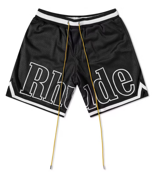 Rhude Court Logo Shorts Black/White