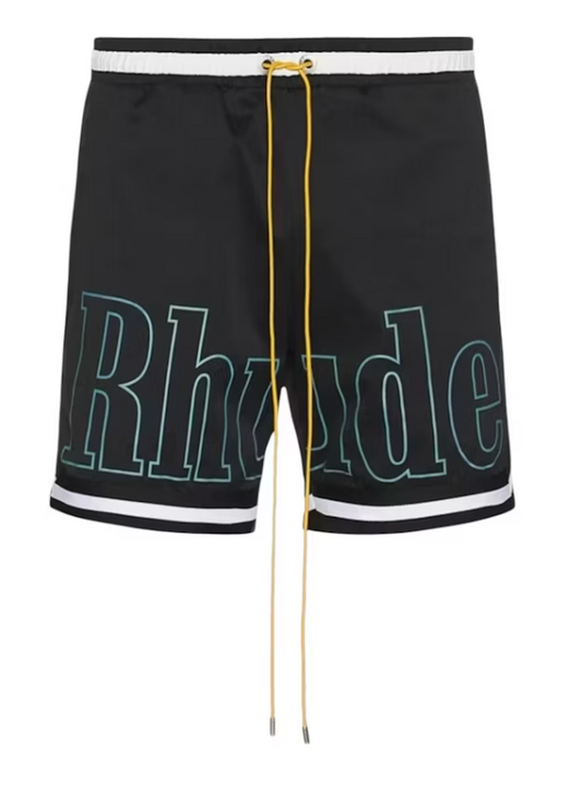 Rhude Logo Basketball Swim Shorts Black/White